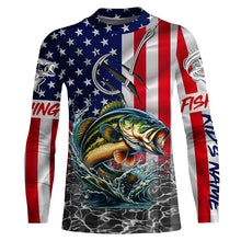 Load image into Gallery viewer, American Flag Bass Fish hook Custom long sleeve performance Fishing Shirts, Bass Fishing jerseys NQS5690