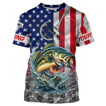 Load image into Gallery viewer, American Flag Bass Fish hook Custom long sleeve performance Fishing Shirts, Bass Fishing jerseys NQS5690