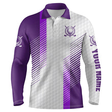 Load image into Gallery viewer, Purple and white golf shirt custom name Mens golf polo shirts, mens red golf polo, golfer gifts NQS7787