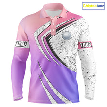 Load image into Gallery viewer, Mens golf polo shirts purple gradient pattern custom team golf shirts, golf tops for men NQS10089