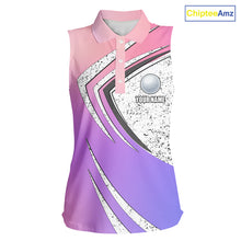 Load image into Gallery viewer, Women sleeveless golf polo shirts purple gradient custom team golf shirts, golf tops for ladies NQS10089