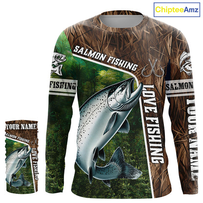 Personalized Chinook Salmon Fishing Shirts, Love Fishing Camo fish on 3D All Over Printed Shirts NQS5899
