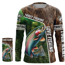 Load image into Gallery viewer, Personalized Rainbow trout Fishing Shirts, Love Fishing Camo fish on 3D All Over Printed Shirts NQS5902