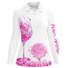 Load image into Gallery viewer, Pink tie dye golf wine Womens golf polo shirts Custom ladies golf attire, personalized golf gifts NQS8216