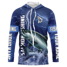 Load image into Gallery viewer, Chinook salmon Fishing blue lightning jerseys custom performance Long Sleeve tournament fishing shirts NQS6331