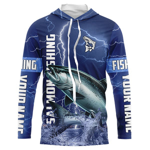 Chinook salmon Fishing blue lightning jerseys custom performance Long Sleeve tournament fishing shirts NQS6331