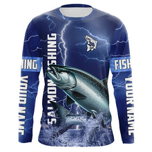 Load image into Gallery viewer, Chinook salmon Fishing blue lightning jerseys custom performance Long Sleeve tournament fishing shirts NQS6331