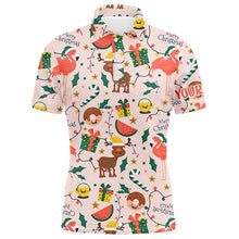 Load image into Gallery viewer, Funny pink Christmas pattern custom Men golf polo shirts, unique Christmas golf gifts for team NQS8676