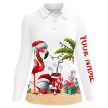 Load image into Gallery viewer, Funny Flamingo Christmas Women golf polo shirt custom golf shirt for ladies, Christmas gift for golfer NQS8900