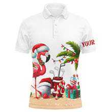 Load image into Gallery viewer, Funny Flamingo Christmas Men golf polo shirt custom golf shirt for men, Christmas gifts for golfer NQS8900