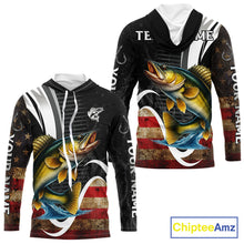 Load image into Gallery viewer, Personalized professional walleye fishing shirts American Flag patriotic walleye fishing jerseys NQS11427