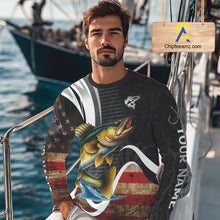 Load image into Gallery viewer, Personalized professional walleye fishing shirts American Flag patriotic walleye fishing jerseys NQS11427