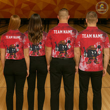 Load image into Gallery viewer, Custom Funny Cowboy Gunster Bowling Polo, 1/4 zip Shirts For Women, Bowling Team League Jerseys | Red NQS11625