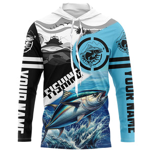 Tuna Fishing blue saltwater custom UV protection fishing apparel, Tuna tournament fishing jerseys NQS1421