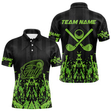 Load image into Gallery viewer, Black and Green Camo Golf polo shirts for Men custom team golf outfit men, personalized golf gifts NQS9664