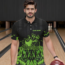 Load image into Gallery viewer, Black and Green Camo Bowling Team Shirts For Men Custom Bowling Uniform Polo, Quarter Zip Shirts NQS9665