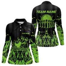 Load image into Gallery viewer, Black and Green Camo Bowling Team Shirts For Women Custom Bowling Uniform Polo, Quarter Zip Shirts NQS9665