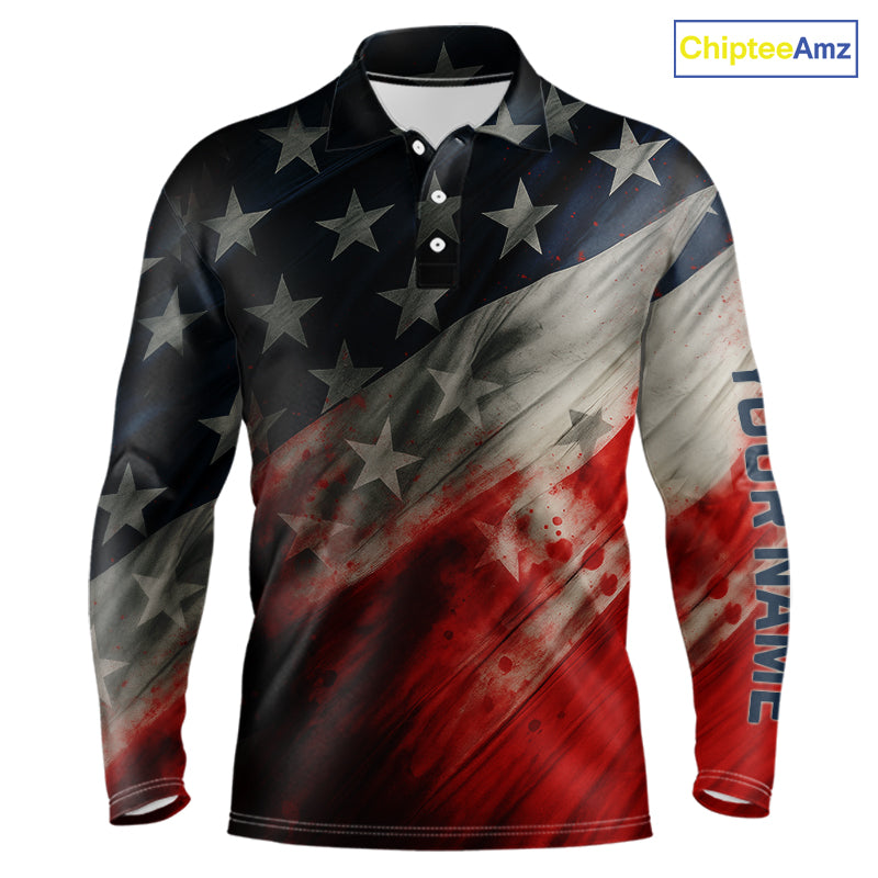 Personalized golf polos shirts for men American flag 4th July custom patriotic best men golf wears NQS9945