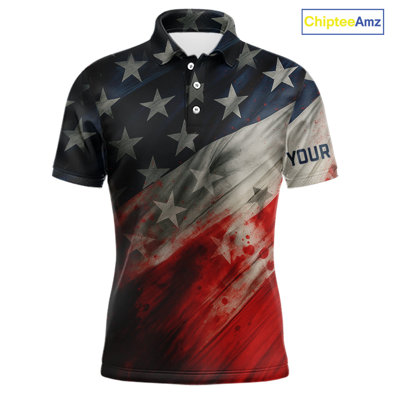 Personalized golf polos shirts for men American flag 4th July custom patriotic best men golf wears NQS9945