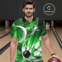 Load image into Gallery viewer, Green Light pattern Bowling Polo, Quarter Zip shirts for men Custom Bowling Team League Jerseys NQS9949