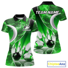 Load image into Gallery viewer, Green Light pattern Bowling Polo, Quarter Zip shirts for Women Custom Bowling Team League Jerseys NQS9949