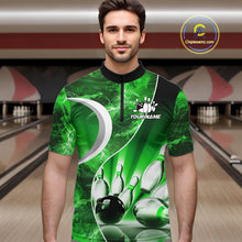 Load image into Gallery viewer, Green Light pattern Bowling Polo, Quarter Zip shirts for men Custom Bowling Team League Jerseys NQS9949