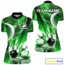 Load image into Gallery viewer, Green Light pattern Bowling Polo, Quarter Zip shirts for Women Custom Bowling Team League Jerseys NQS9949