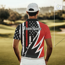 Load image into Gallery viewer, Red, White and Black American Flag Mens Golf polo shirts Custom Patriotic Team Golf attire for men NQS10430
