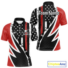 Load image into Gallery viewer, Red, White and Black American Flag Mens Golf polo shirts Custom Patriotic Team Golf attire for men NQS10430
