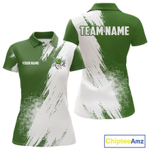 Load image into Gallery viewer, Custom Green and White Strike Bowling Shirts Women Polo, 1/4 Zip Bowling Team Jerseys Bowling League NQS11037