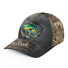 Load image into Gallery viewer, Mahi mahi ( Dorado) fishing camo Custom fishing hat Unisex Fishing Baseball Angler mahi mahi hat cap NQS2604