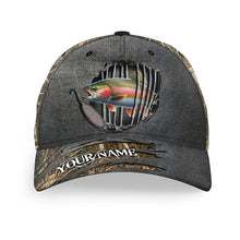 Load image into Gallery viewer, Rainbow Trout fishing camo Custom fishing hat Unisex Fishing Baseball Angler trout hat cap NQS2606