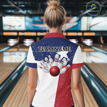 Load image into Gallery viewer, Grunge Texas Flag Bowling Polo, 1/4 Zip Shirts For Women Custom patriotic Texas Team Bowling Jerseys NQS11239