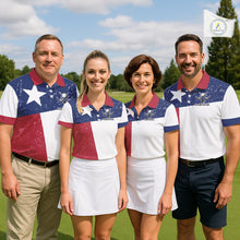 Load image into Gallery viewer, Grunge Texas Flag Golf Polo Shirts For Women Custom patriotic Texas Team Golf outfit for ladies NQS11240