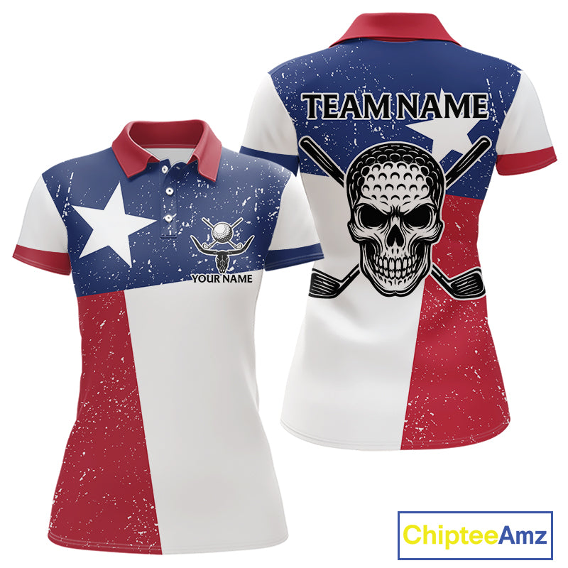 Grunge Texas Flag Golf Polo Shirts For Women Custom patriotic Texas Team Golf outfit for ladies NQS11240