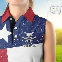 Load image into Gallery viewer, Grunge Texas Flag Sleeveless Golf Polo Shirts Custom patriotic Texas Team Golf outfit for ladies NQS11240