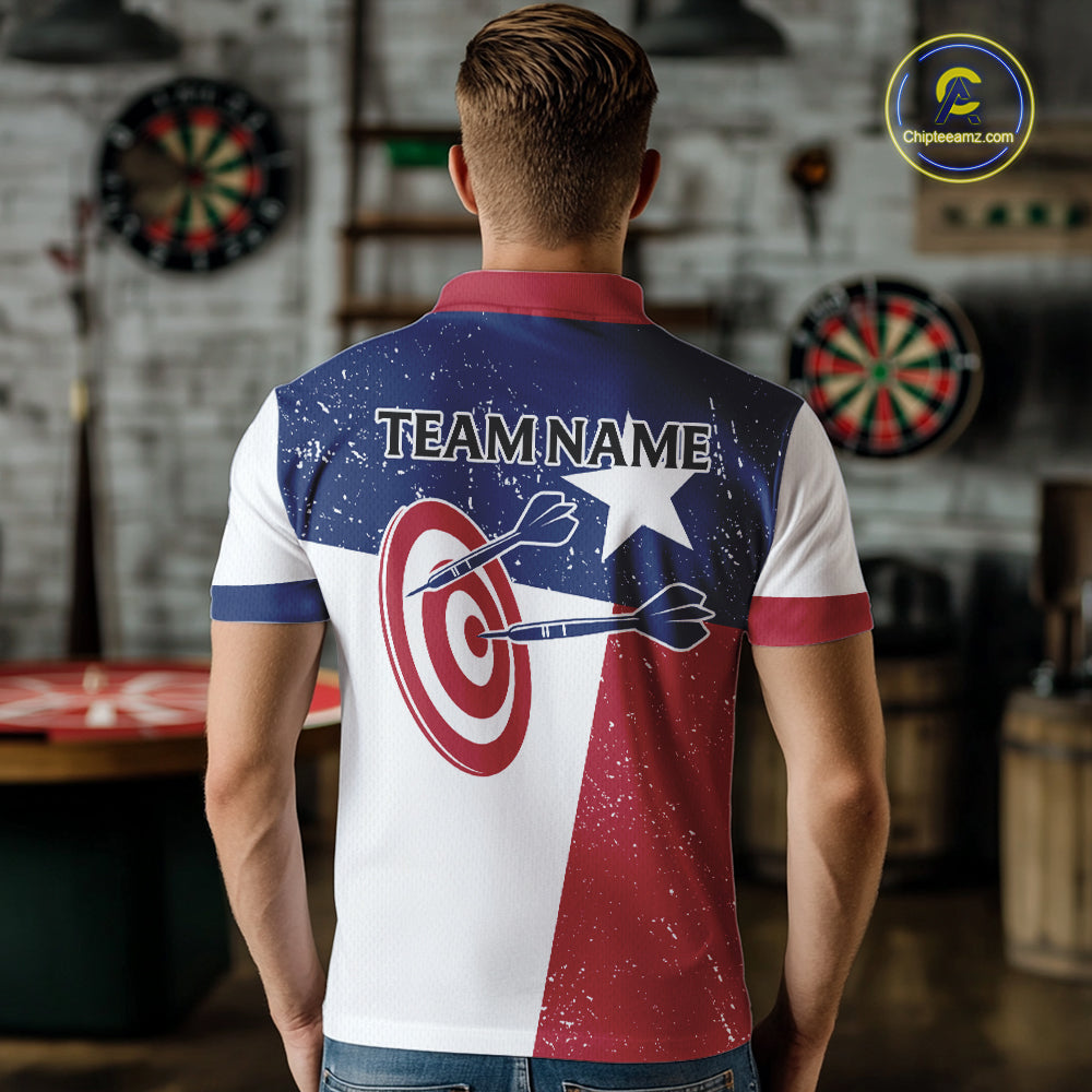 Grunge Texas Flag Men Darts Shirts Custom patriotic Texas Team Darts Jersey, Darts Clothes NQS11241