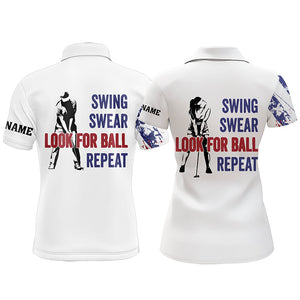 American flag patriotic matching golf shirt for couples custom swing swear look for ball repeat NQS9359