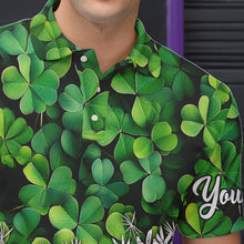 Load image into Gallery viewer, Bowling Shirts For Men custom Green clover white bowling camo St Patrick Day Bowling attire for mens NQS9501
