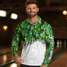 Load image into Gallery viewer, Bowling Shirts For Men custom Green clover white bowling camo St Patrick Day Bowling attire for mens NQS9501