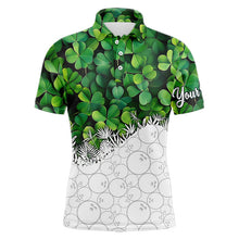 Load image into Gallery viewer, Bowling Shirts For Men custom Green clover white bowling camo St Patrick Day Bowling attire for mens NQS9501