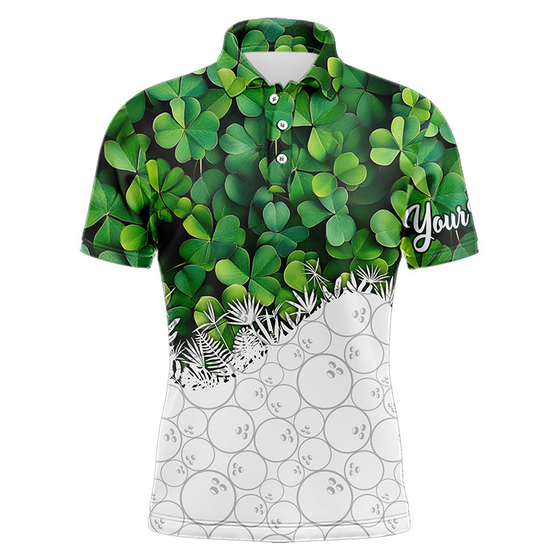 Bowling Shirts For Men custom Green clover white bowling camo St Patrick Day Bowling attire for mens NQS9501
