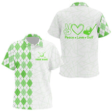 Load image into Gallery viewer, Green argyle pattern Kid Golf Polo Shirts custom peace love golf team jerseys, golf attire for Kid NQS9505