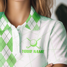 Load image into Gallery viewer, Green argyle pattern Women Golf Polo Shirt custom peace love golf team jerseys, golf attire for women NQS9505