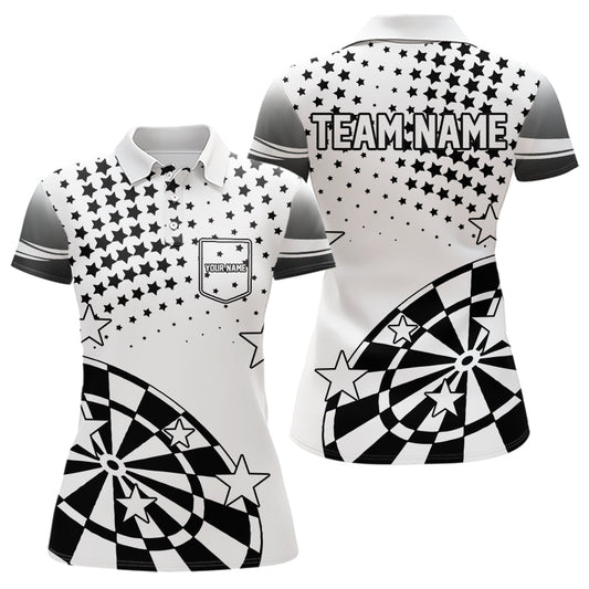 Personalized Black and White Stars Darts Shirt For Women Custom Dart Team Jerseys NQS9511