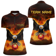 Load image into Gallery viewer, Personalized Flame Eagle Custom Bowling Team Shirts For Women, Fire Eagle Bowling League Jersey NQS9512