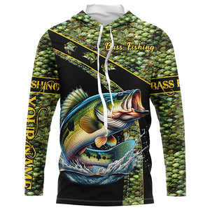 Largemouth Bass fishing scales UV protection Custom long sleeve fishing shirts, Bass fishing jerseys NQS4888