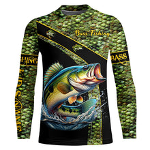 Load image into Gallery viewer, Largemouth Bass fishing scales UV protection Custom long sleeve fishing shirts, Bass fishing jerseys NQS4888