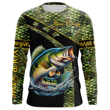 Load image into Gallery viewer, Largemouth Bass fishing scales UV protection Custom long sleeve fishing shirts, Bass fishing jerseys NQS4888