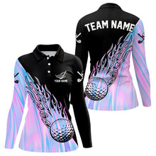 Load image into Gallery viewer, Hologram Flame Golf ball Polo Shirts For Women Custom Golf Team Shirts Golfer Outfit NQS9674